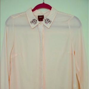 Disney Marie button-down blouse in soft pink